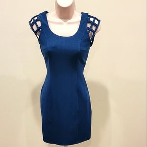 Navy Blue Denim-ish cap sleeve/cut out dress